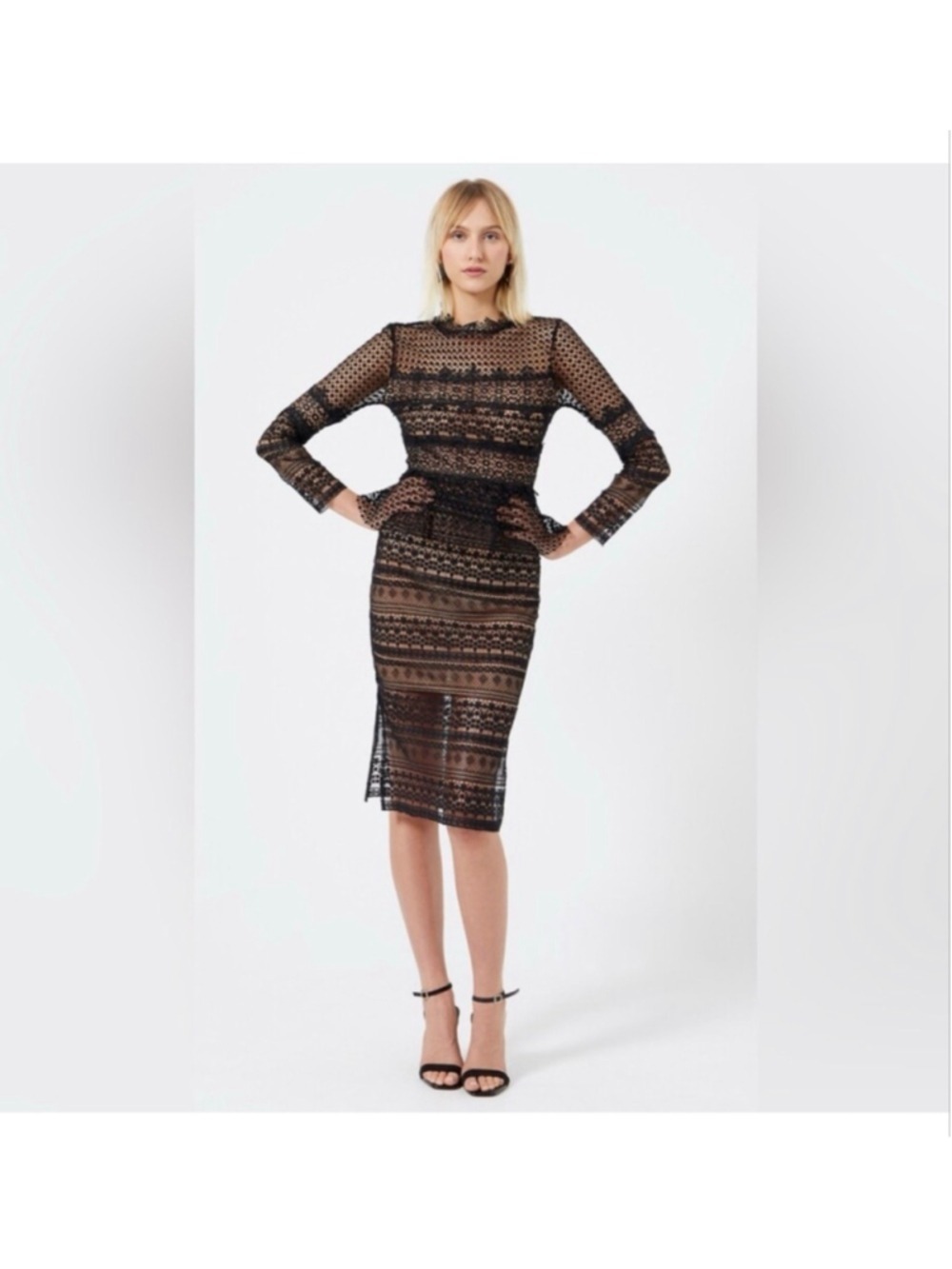Women's French Connection Black Brown Long Sleeve Dress Size 2